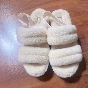 UGG WOMEN'S FLUFFITA SHEARLING SLIPPER SANDALS SZ 12